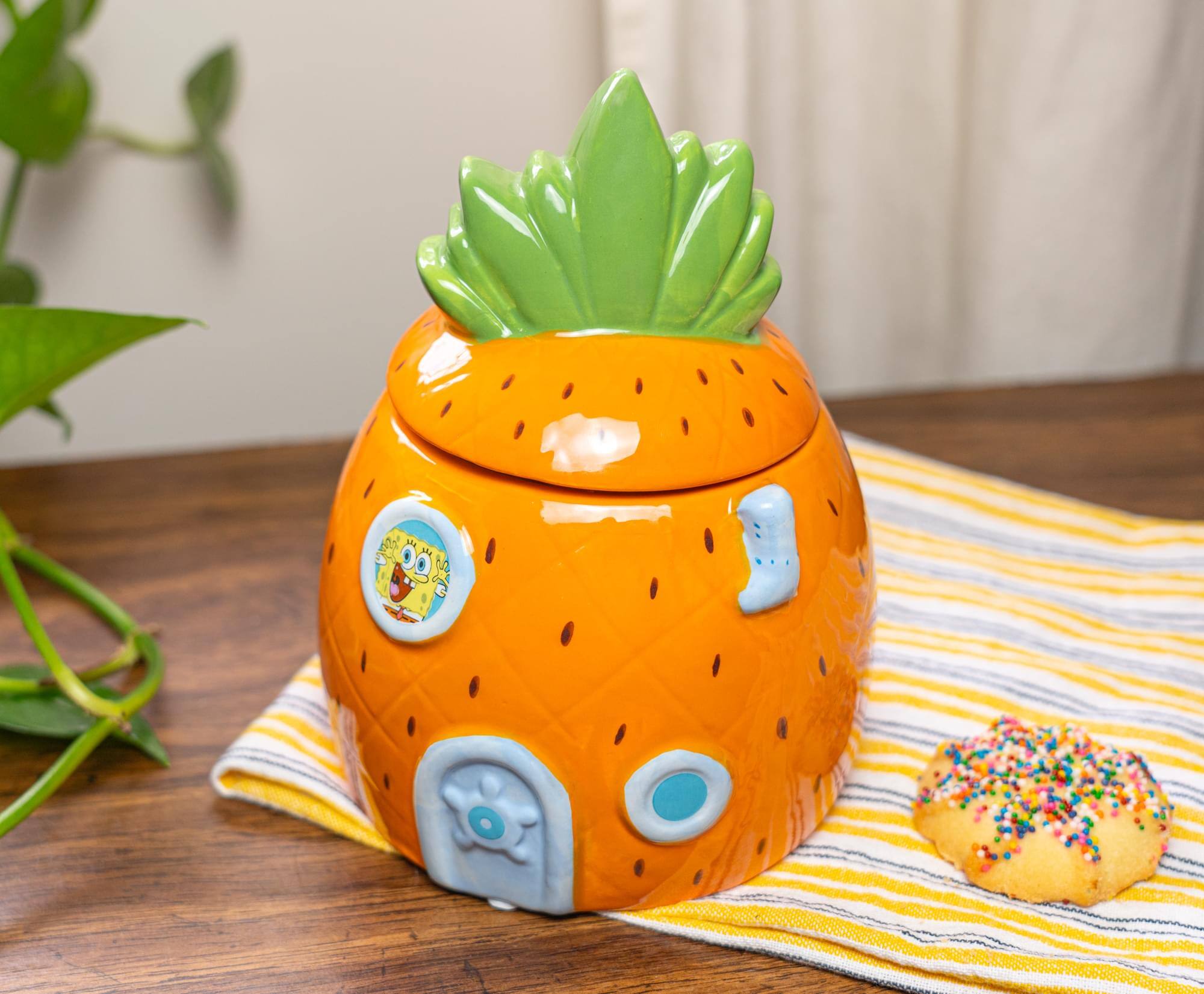Alt View 4. Silver Buffalo - Nickelodeon SpongeBob SquarePants Pineapple House Sculpted Ceramic Snack Jar - Multi-Colored.