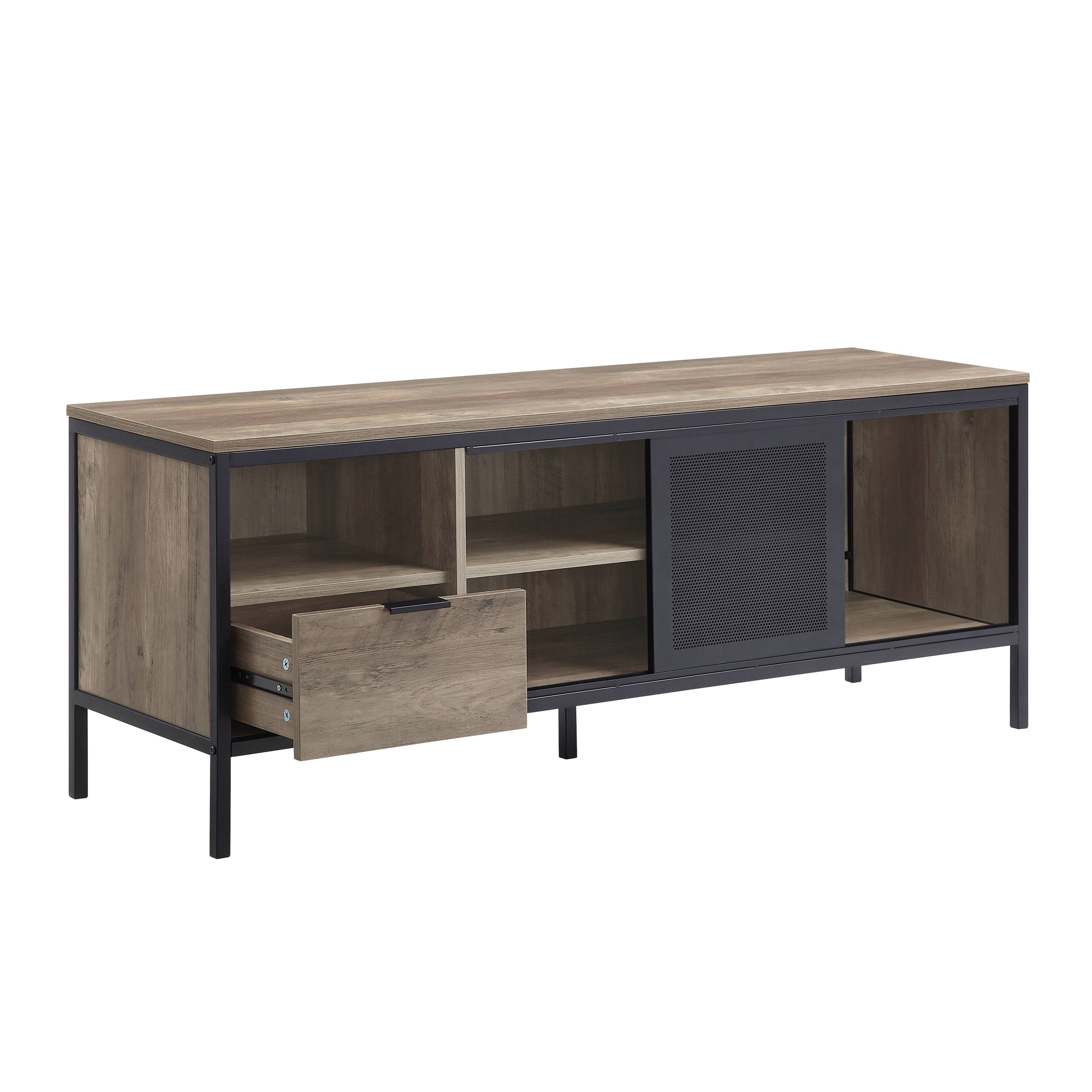 Left. APRILSOUL - Nantan Rustic Oak and Black Finish TV Stand - Oak.