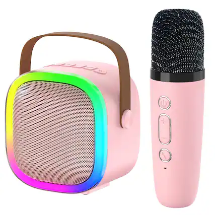 Front. Reds Spade - Karaoke machine for adults portable with microphones and led lights toys birthday gifts ages years home party - Pink 1 Mic.