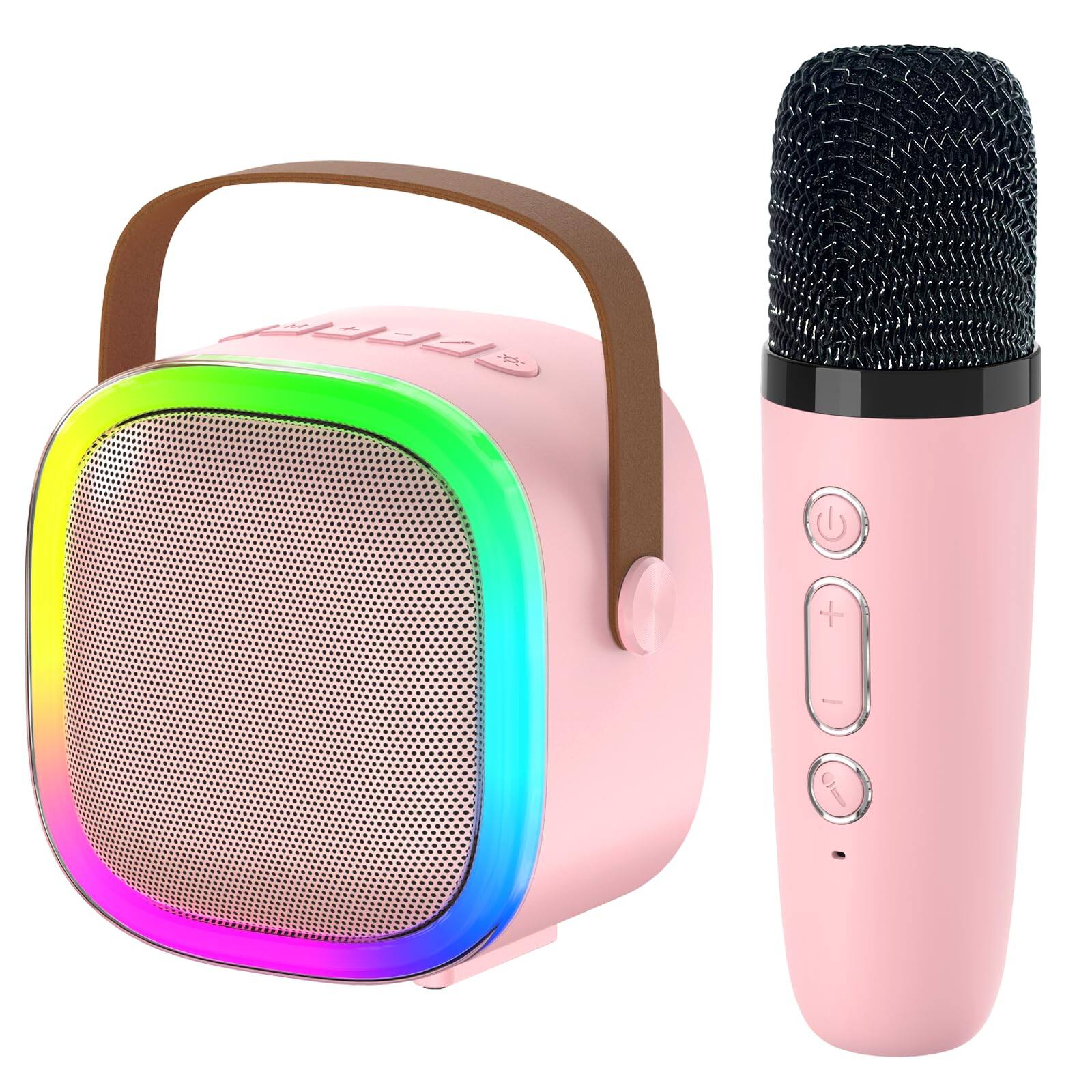 Reds Spade - Karaoke machine for adults portable with microphones and led lights toys birthday gifts ages years home party - Pink 1 Mic