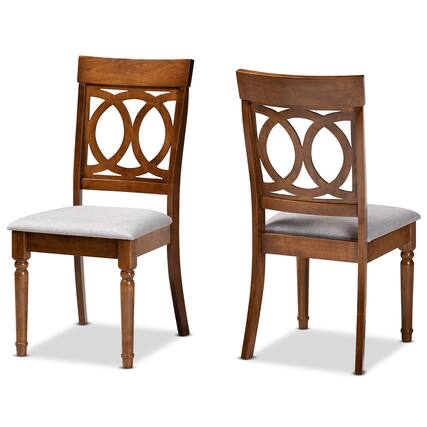 Front. Baxton Studio - Lucie Modern Fabric Upholstered and Finished Wood 2-Piece Dining Chair Set - Grey/Walnut Brown.
