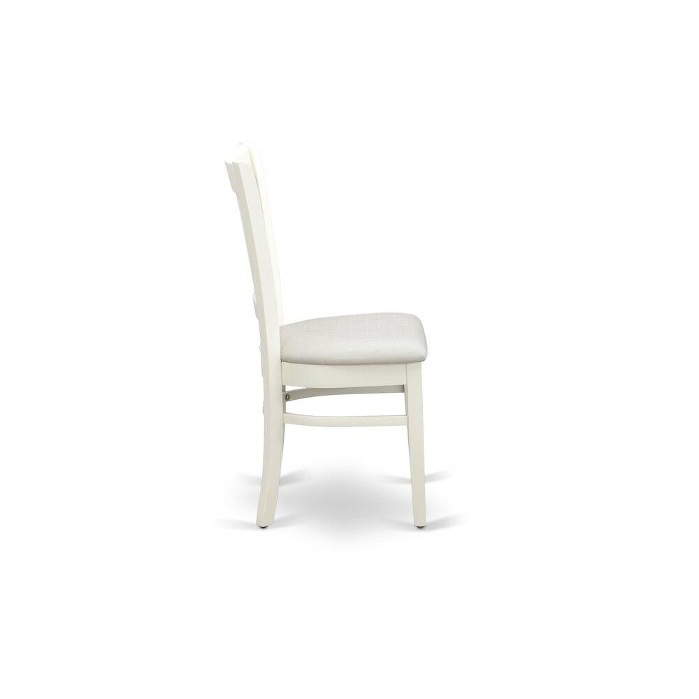 Alt View 1. East West Furniture - AMVA3-LWH-C - 3-Piece Dinette Set- 2 Dining Room Chair and Round Dining Table - Linen Fabric Seat and Slatted Chair - Linen White.