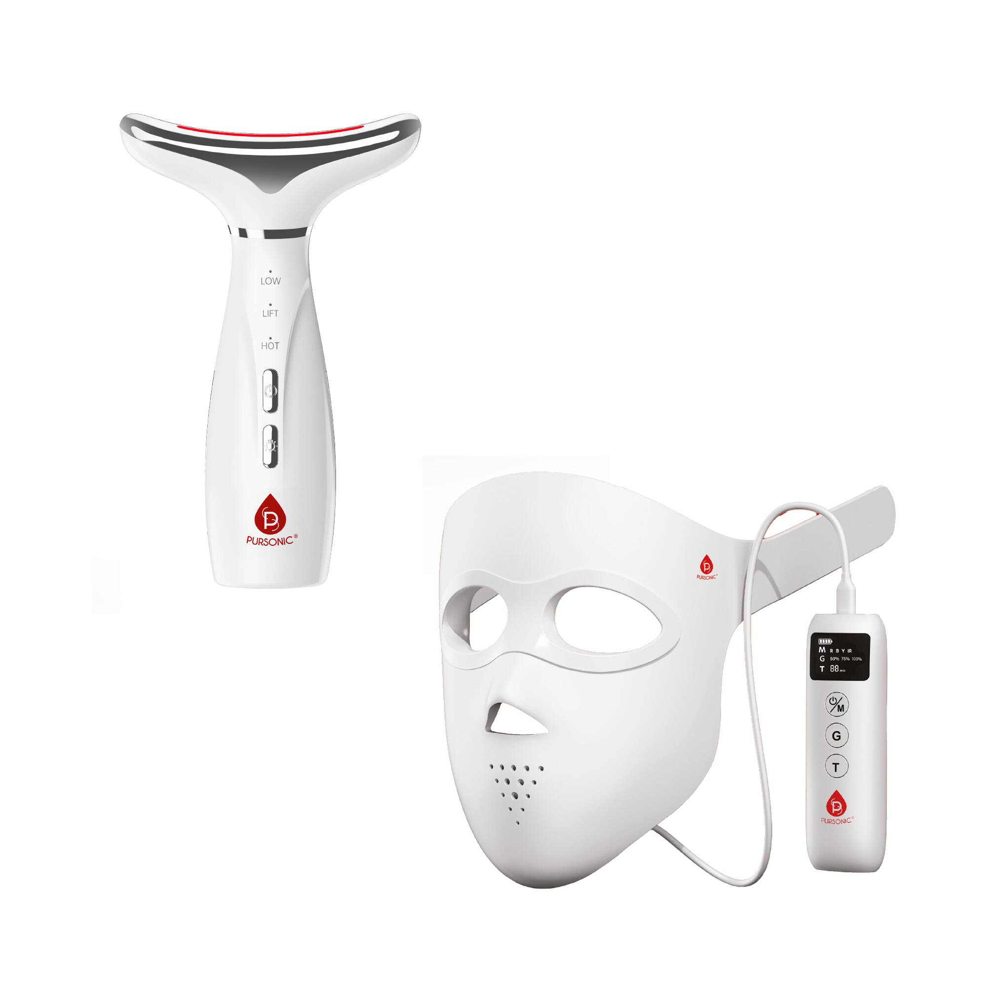 Pursonic - Glow & Lift Set: 3D LED Therapy Mask & 7-in-1 Face & Neck Beauty Device