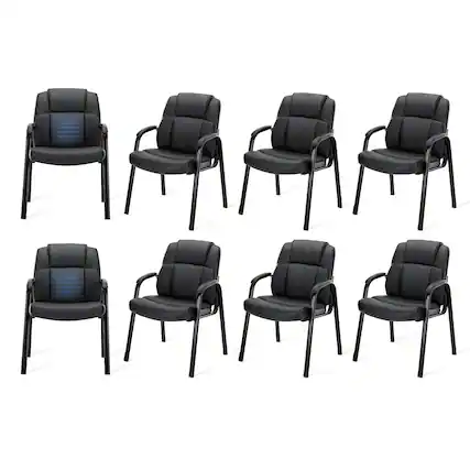 Front. JETRANSPORT - Waiting Room Chairs Leather Office Desk Reception Guest Stationary Side Chair With Padded Arms For Home Con... - Pu-black Set of 8.
