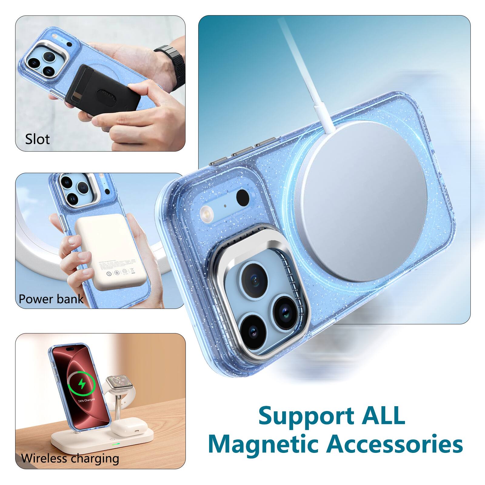 Slot  
Power bank  
24% Charged Wireless charging  
Support ALL Magnetic Accessories