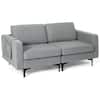Front. Costway - Costway Modern Loveseat Linen Fabric 2-Seat Sofa Couch w/ Side Storage Pocket - Dark Grey.