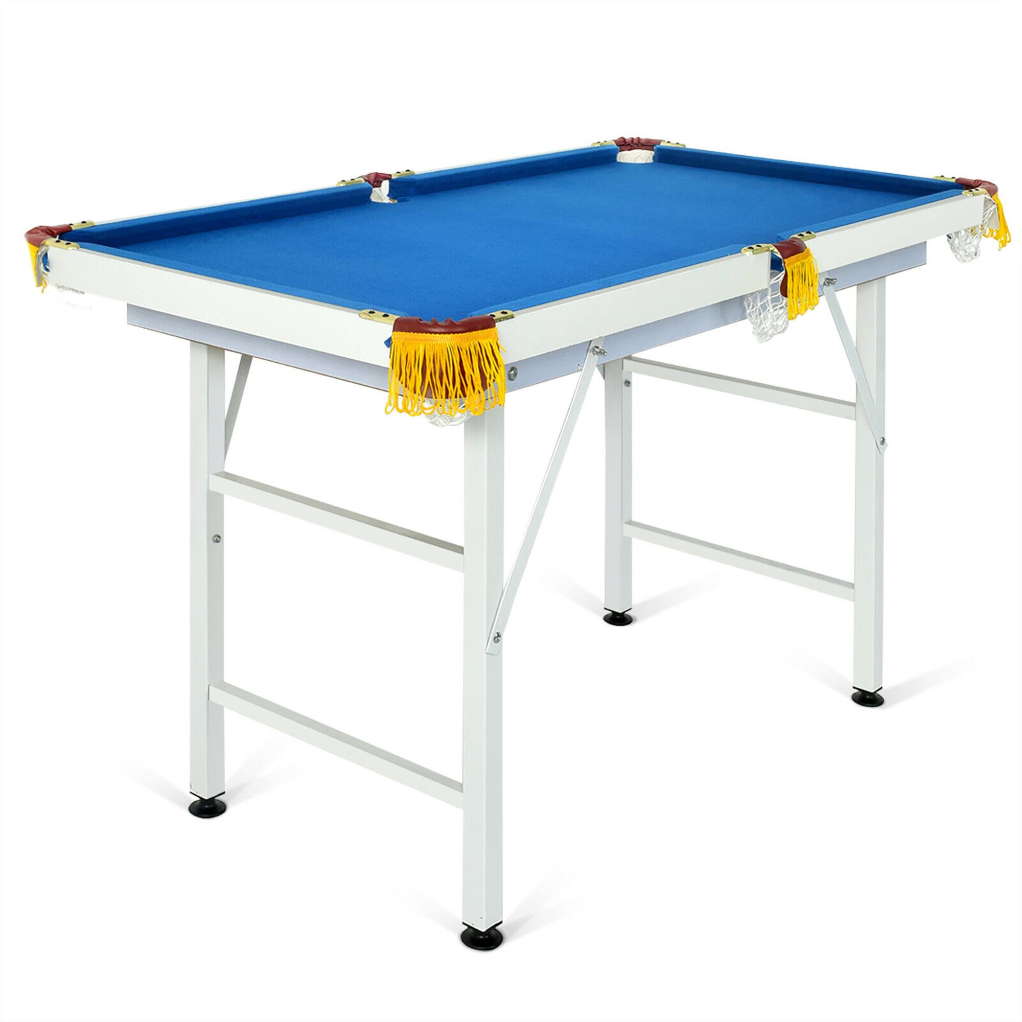 Alt View 18. Costway - 47'' Folding Billiard Table Pool Game Table for Kids w/ Cues & Chalk & Brush Blue - Blue.