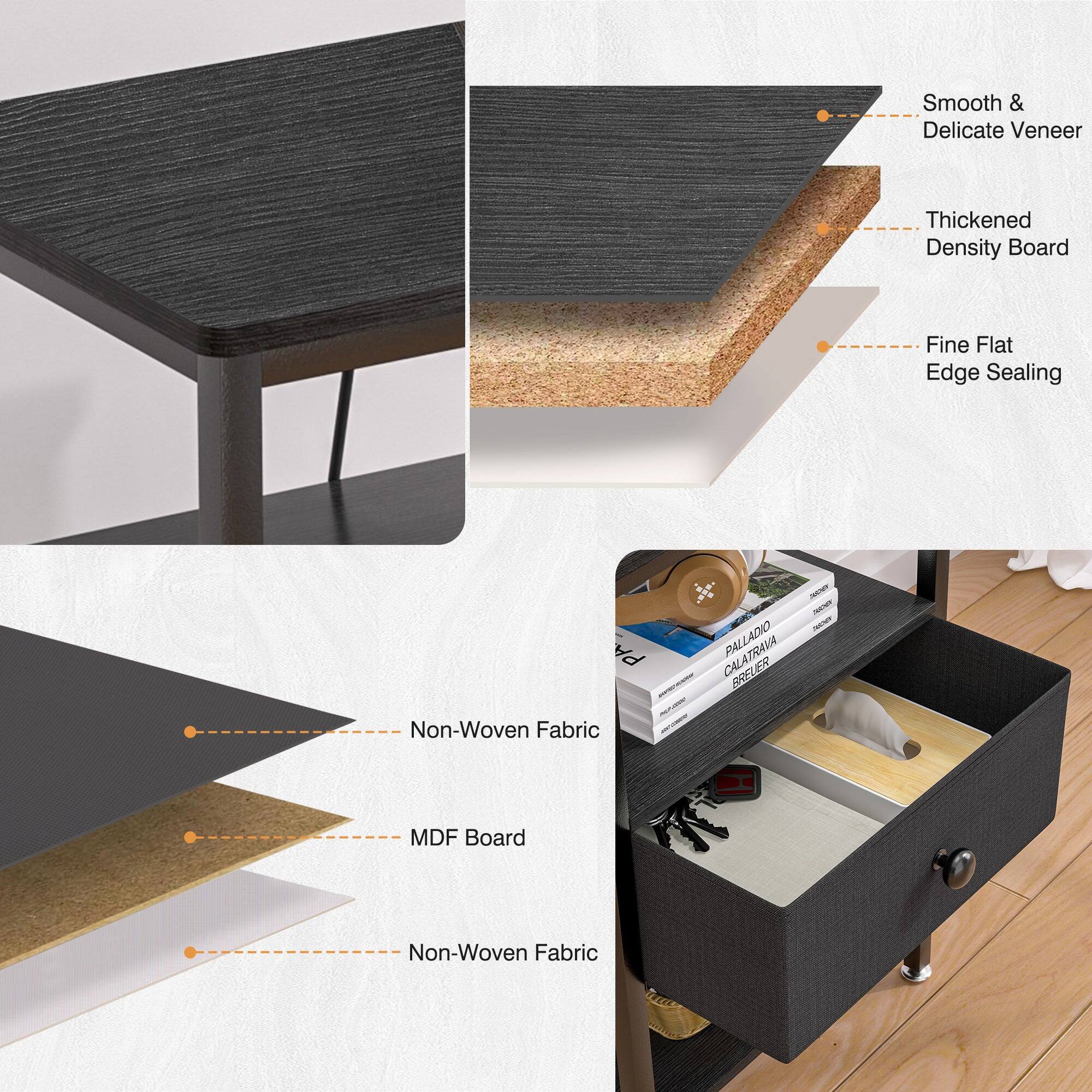 Smooth & Delicate Veneer  
Thickened Density Board  
Fine Flat Edge Sealing  

Non-Woven Fabric  
MDF Board  
Non-Woven Fabric