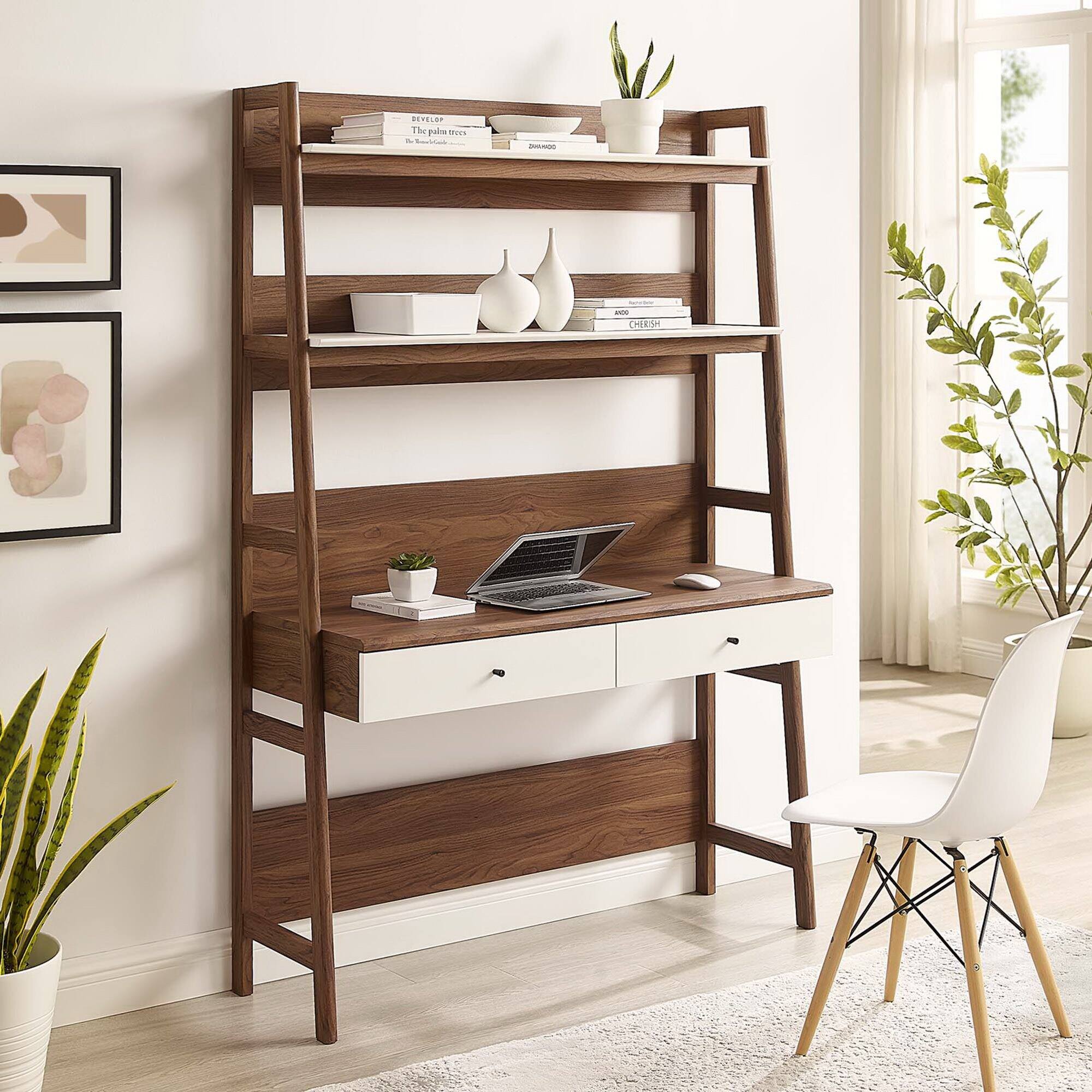 Bixby Office Desk by Modway - Walnut White
