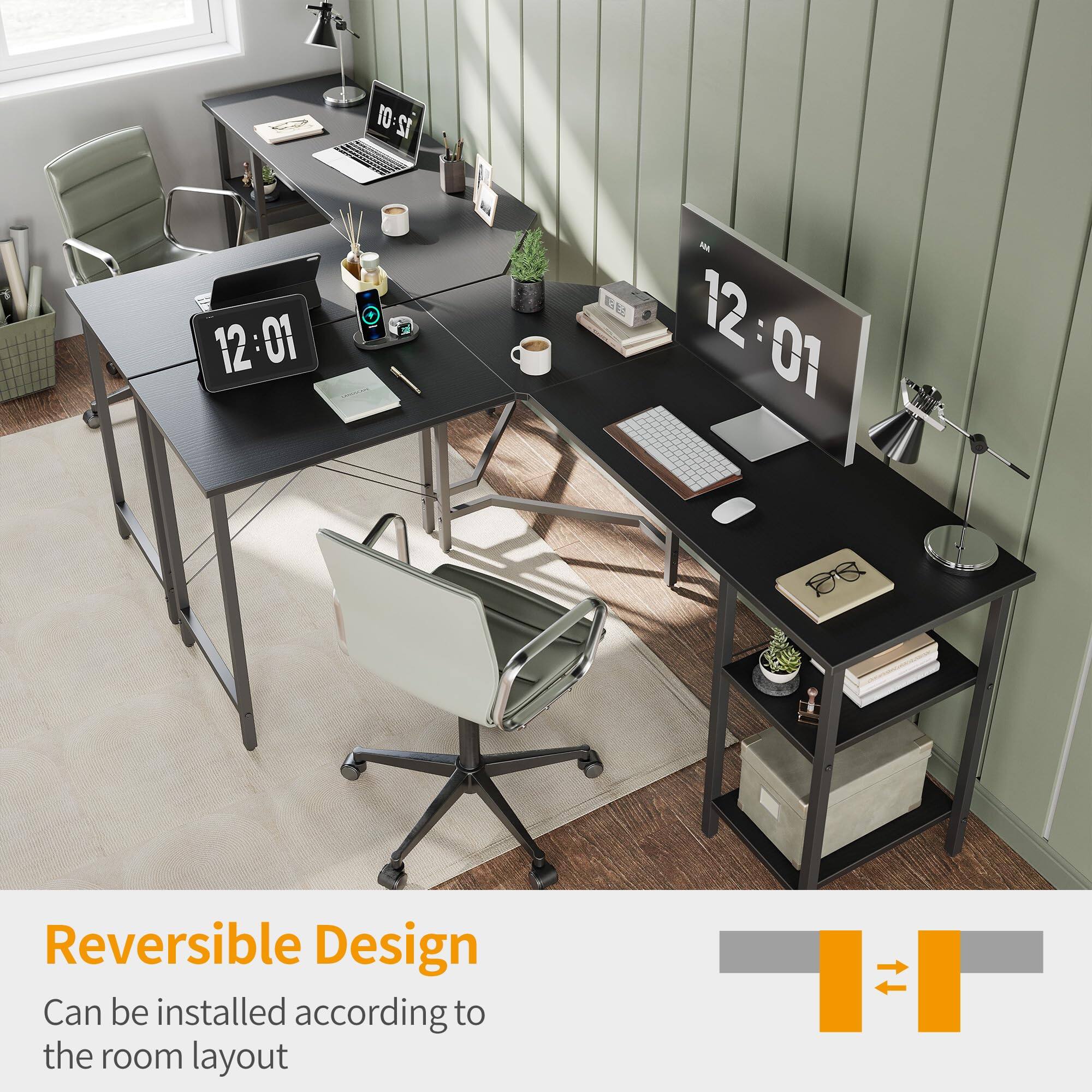 12:01  
12:01  
ER  
12:01  
01  
D  
Reversible Design  
Can be installed according to the room layout
