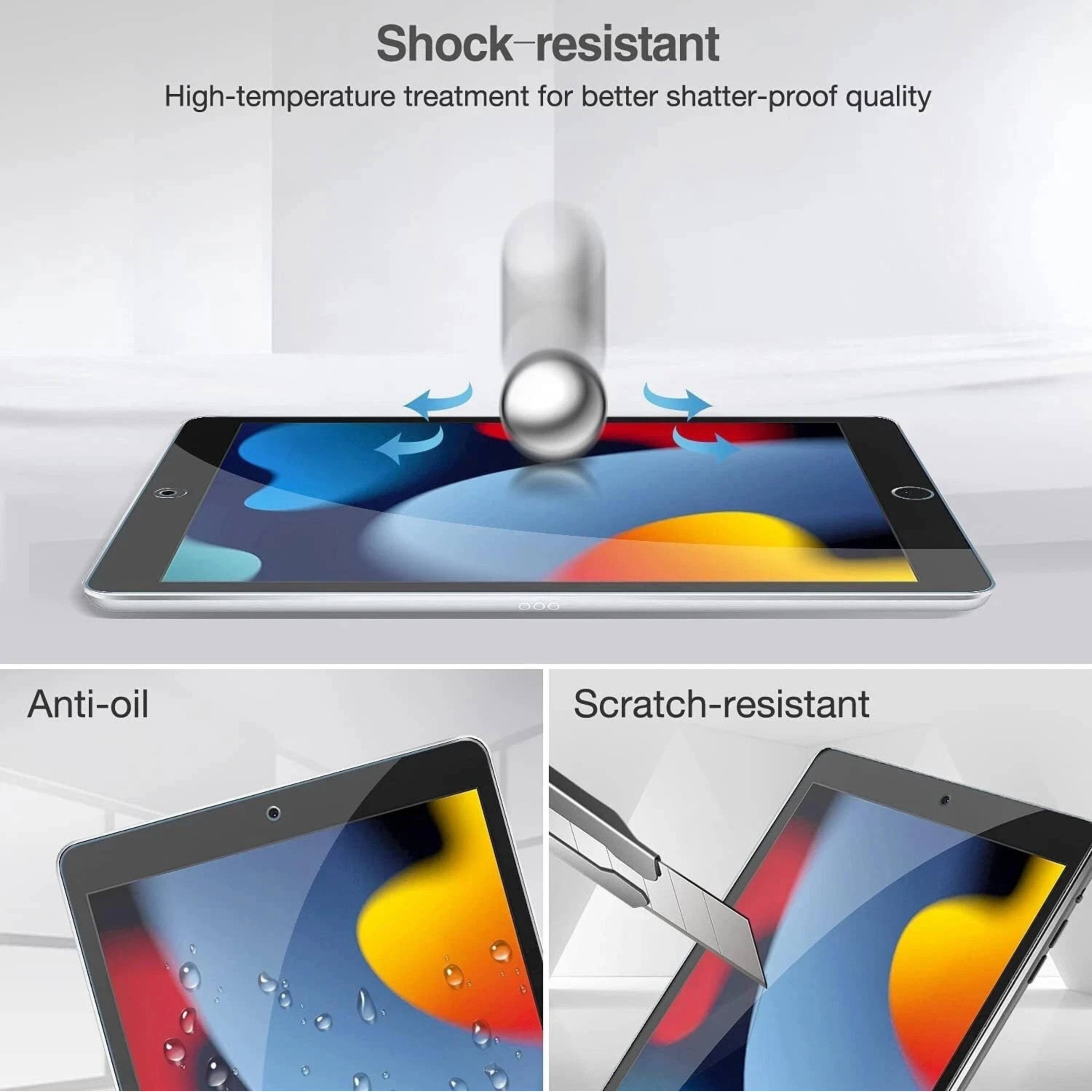 Shock-resistant  
High-temperature treatment for better shatter-proof quality  

Anti-oil  

Scratch-resistant