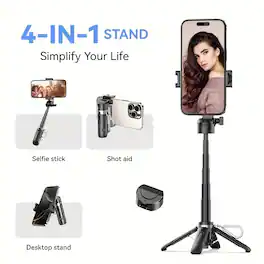 Furno Fusion - Compact 4-in-1 Selfie Stick & Tripod with Remote, Pocket-Sized Expandable Phone Tripod with 360°Rotation, Mini Stand