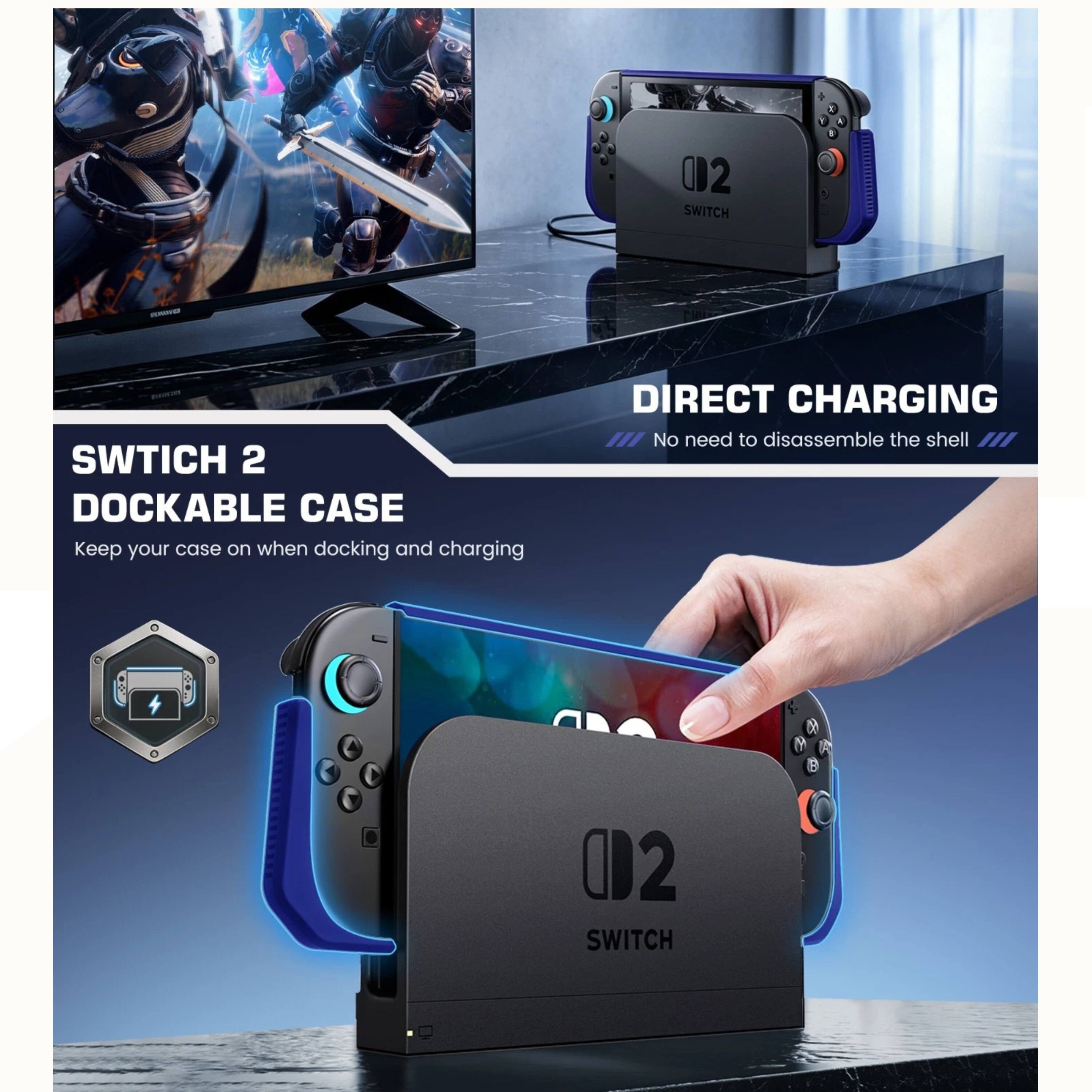 02 SWITCH - SWITCH 2 DOCKABLE CASE  
Keep your case on when docking and charging  
DIRECT CHARGING  
No need to disassemble the shell