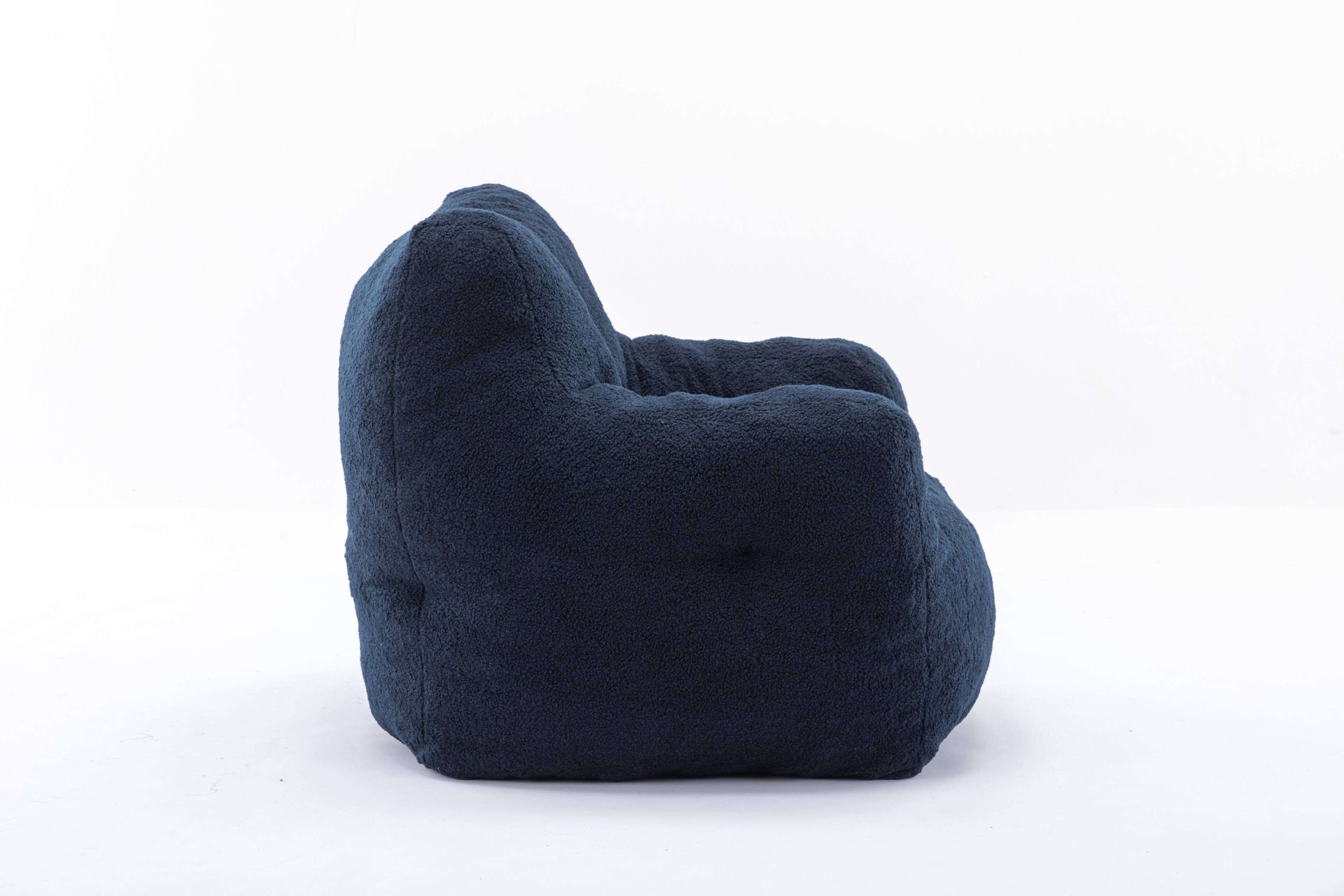Alt View 6. GOODSILO - Luxury Plush Bean Bag Chair with Ergonomic Support - Soft Teddy Fabric and Memory Foam Filling for Ultimate Comfort - Dark Blue.