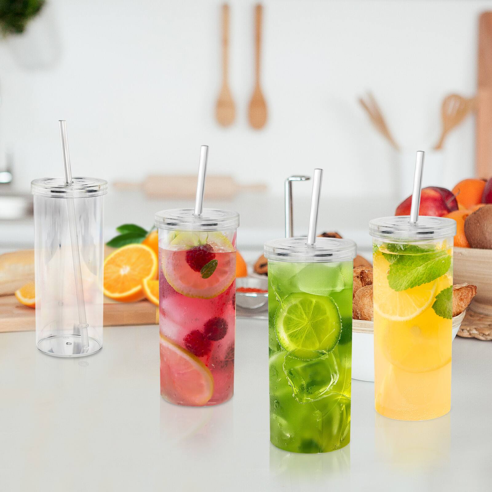 Alt View 4. Hansmart - HANSMART 2-Pack 20oz Reusable Tumblers Lids & Straws, BPA-Free Spill-Proof Travel Mugs Office, Home & Daily Commute - Clear.