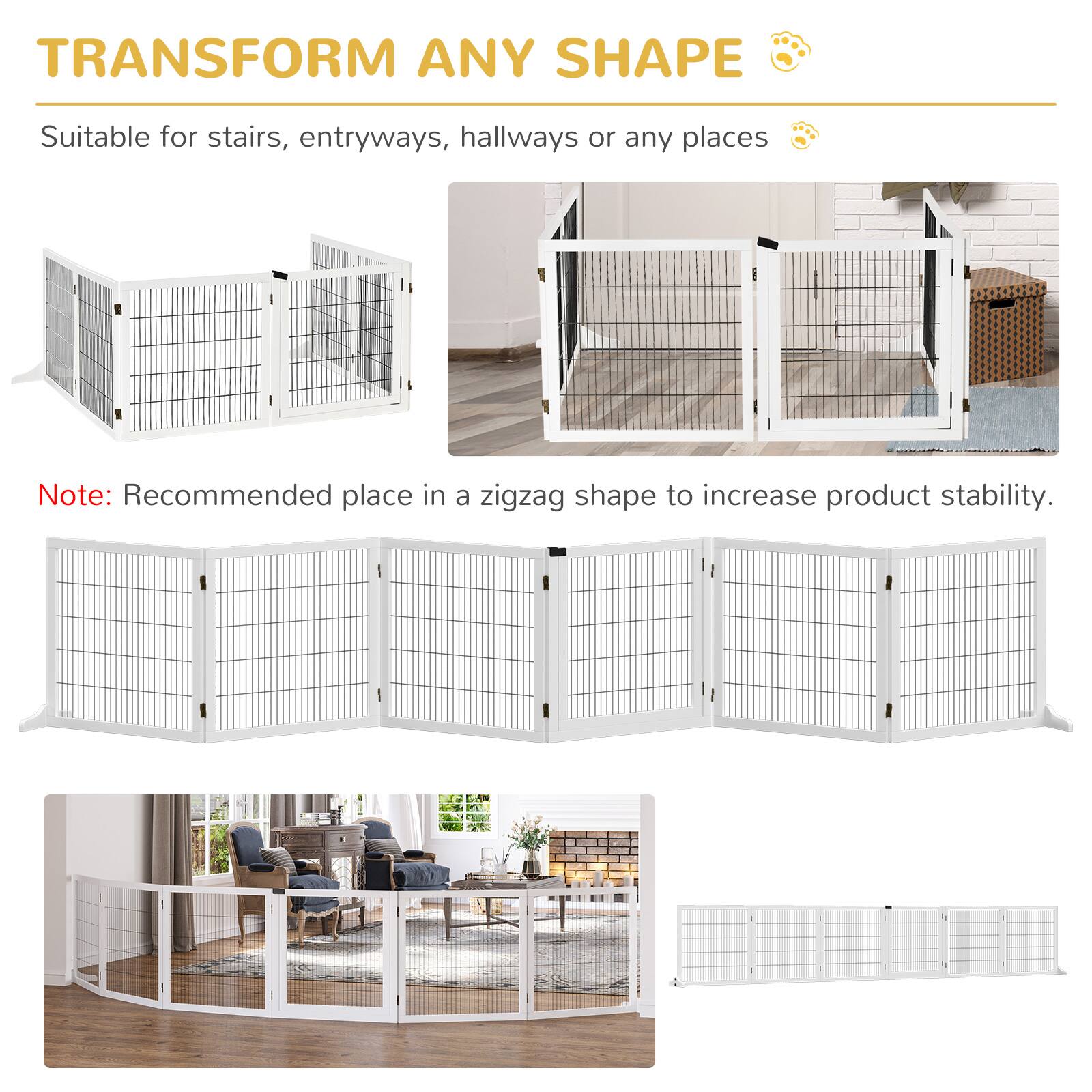 TRANSFORM ANY SHAPE

Suitable for stairs, entryways, hallways or any places

Note: Recommended place in a zigzag shape to increase product stability.