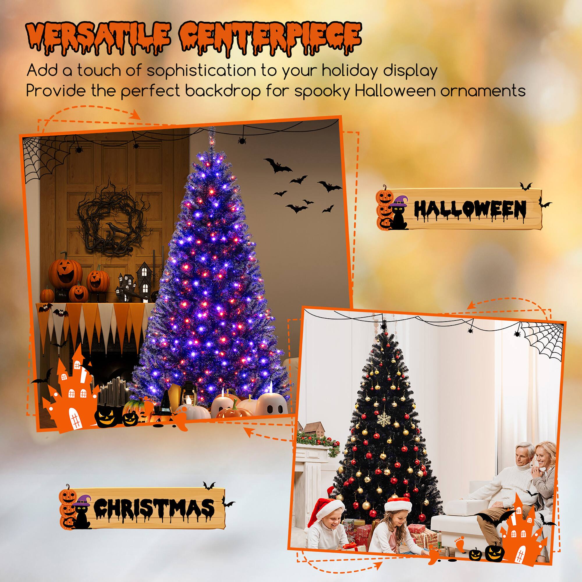 VERSATILE CENTERPIECE  
Add a touch of sophistication to your holiday display  
Provide the perfect backdrop for spooky Halloween ornaments  

HALLOWEEN  
CHRISTMAS