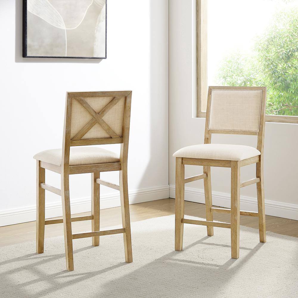 Alt View 4. Crosley Furniture - Joanna 2-Piece Upholstered Counter Height Bar Stool Set - 2 Stools - Rustic Brown.