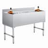 Front. VEVOR - Commercial Ice Bin, 137.4 Qt Max Capacity, 48 x 19 x 33 Inch Stainless Steel Ice Chest with Sliding Lid and Bottle - Silver.