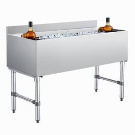 VEVOR - Commercial Ice Bin, 137.4 Qt Max Capacity, 48 x 19 x 33 Inch Stainless Steel Ice Chest with Sliding Lid and Bottle - Silver