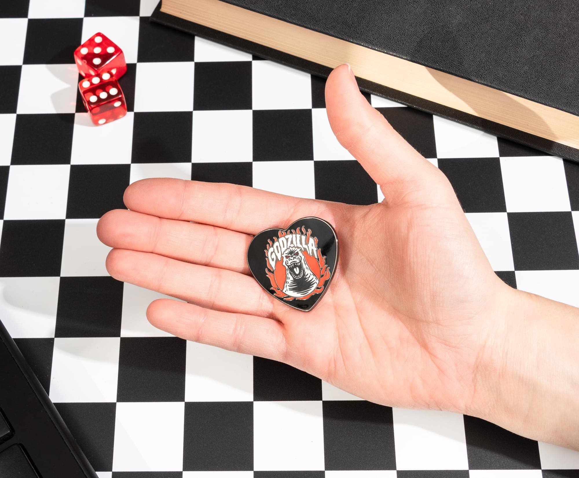 Alt View 5. SalesOne LLC - Godzilla Heart-Shaped Enamel Pin - Black.