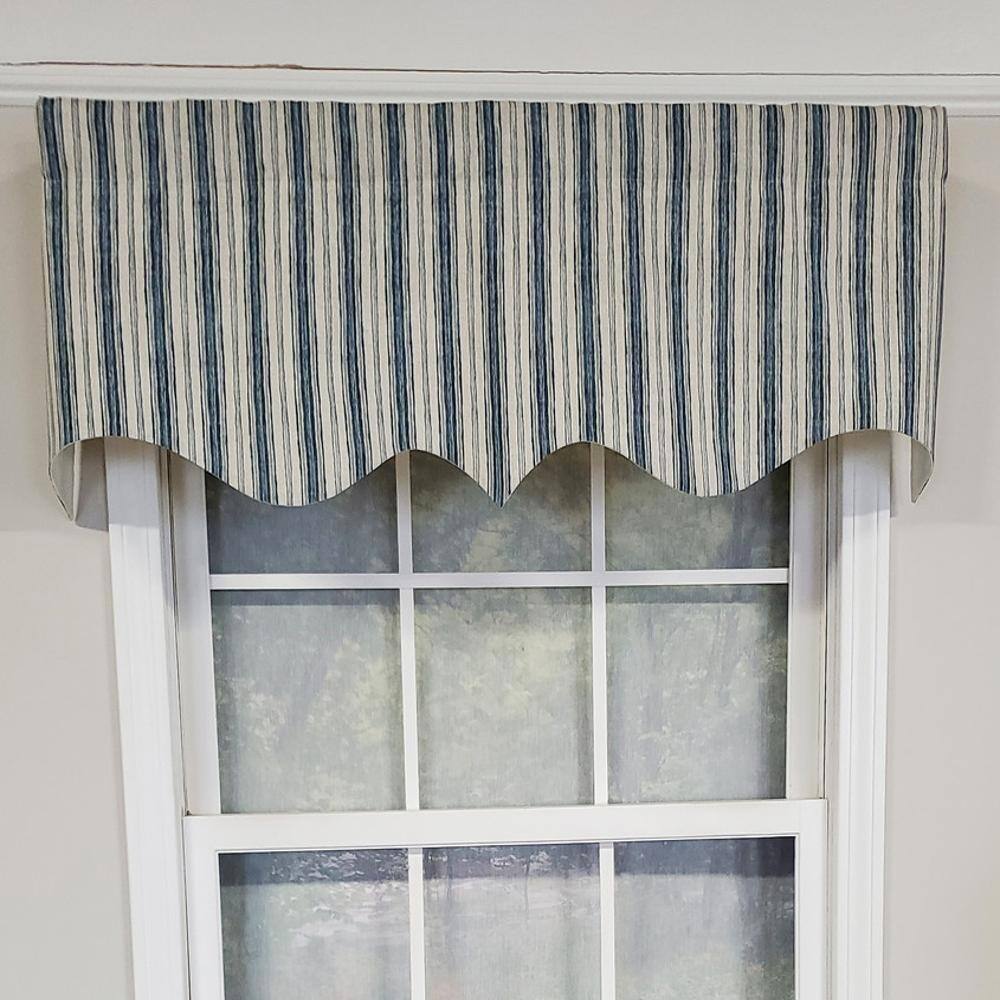 Angle. RLF Home - RLF Home Luxurious Modern Design Classic Brunswick Stripe Regal Style Window Valance 50" x 17" Denim - Denim.