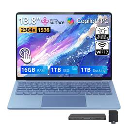 Microsoft - Surface 7 13.8" 2K Touch Laptop,Snapdragon X Plus,16GB RAM,1TB SSD+1TB Dock Set,Backlit,WiFi7,Win11 - Sapphire