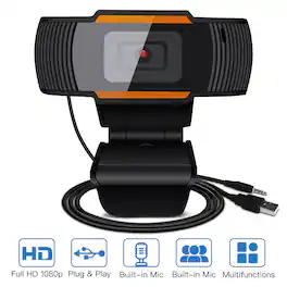 AGPtek - HD 1080P Webcam Auto Focusing Web Camera Cam W/ Microphone For PC Laptop Desktop - Black