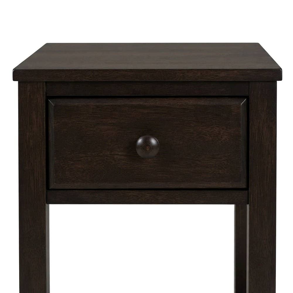 FurniFact - Night Stand with Usb Port and Solid Wood Design - Espresso