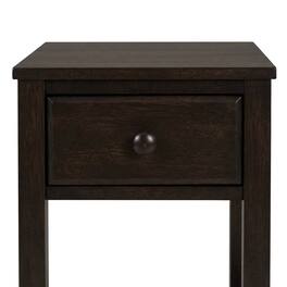 FurniFact - Night Stand with Usb Port and Solid Wood Design - Espresso