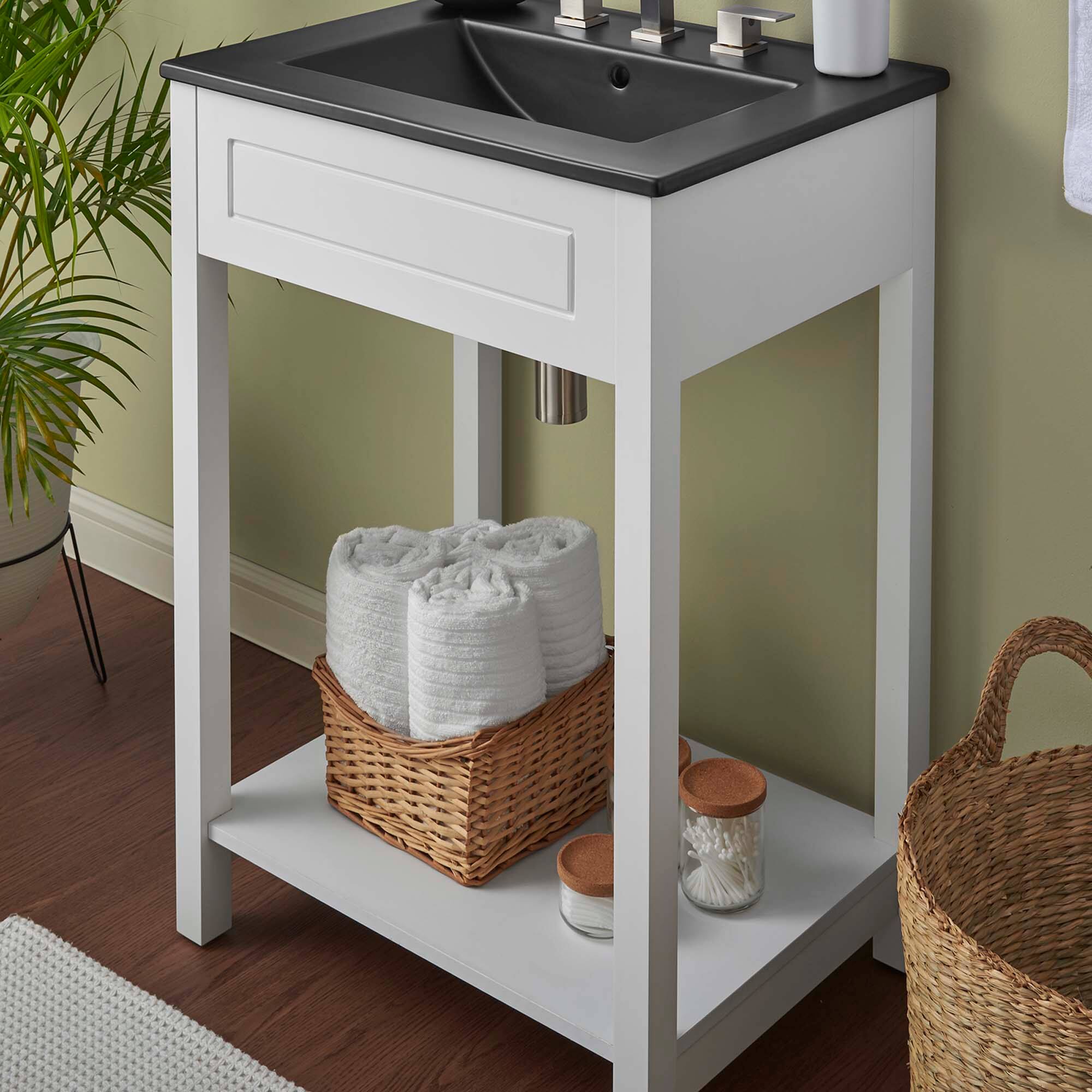 Back. Modway - Altura Bathroom Vanity Basin Included by Modway - White Black.