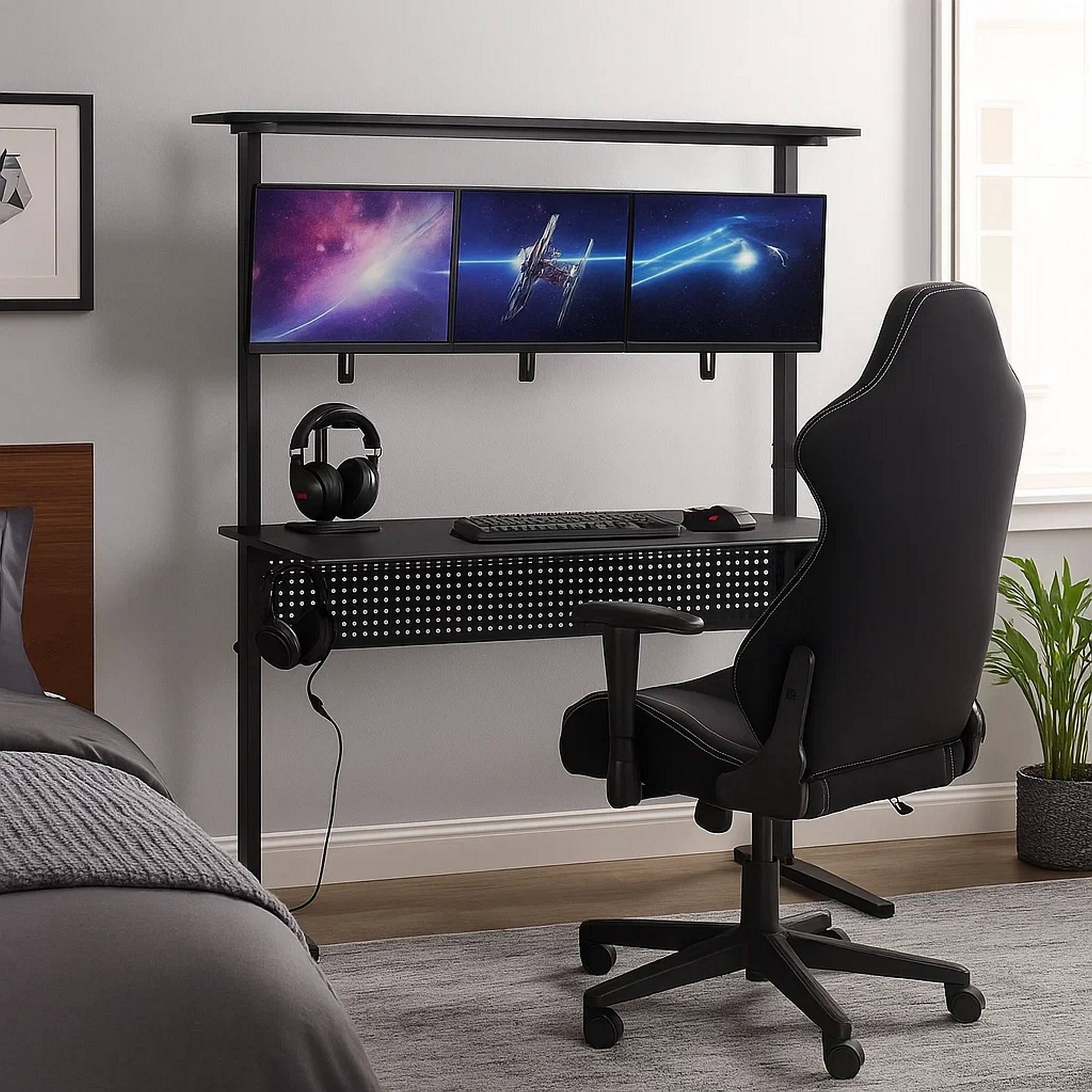 Alt View 6. Manhattan Lane - Gaming Table with USB-Port - Blue.