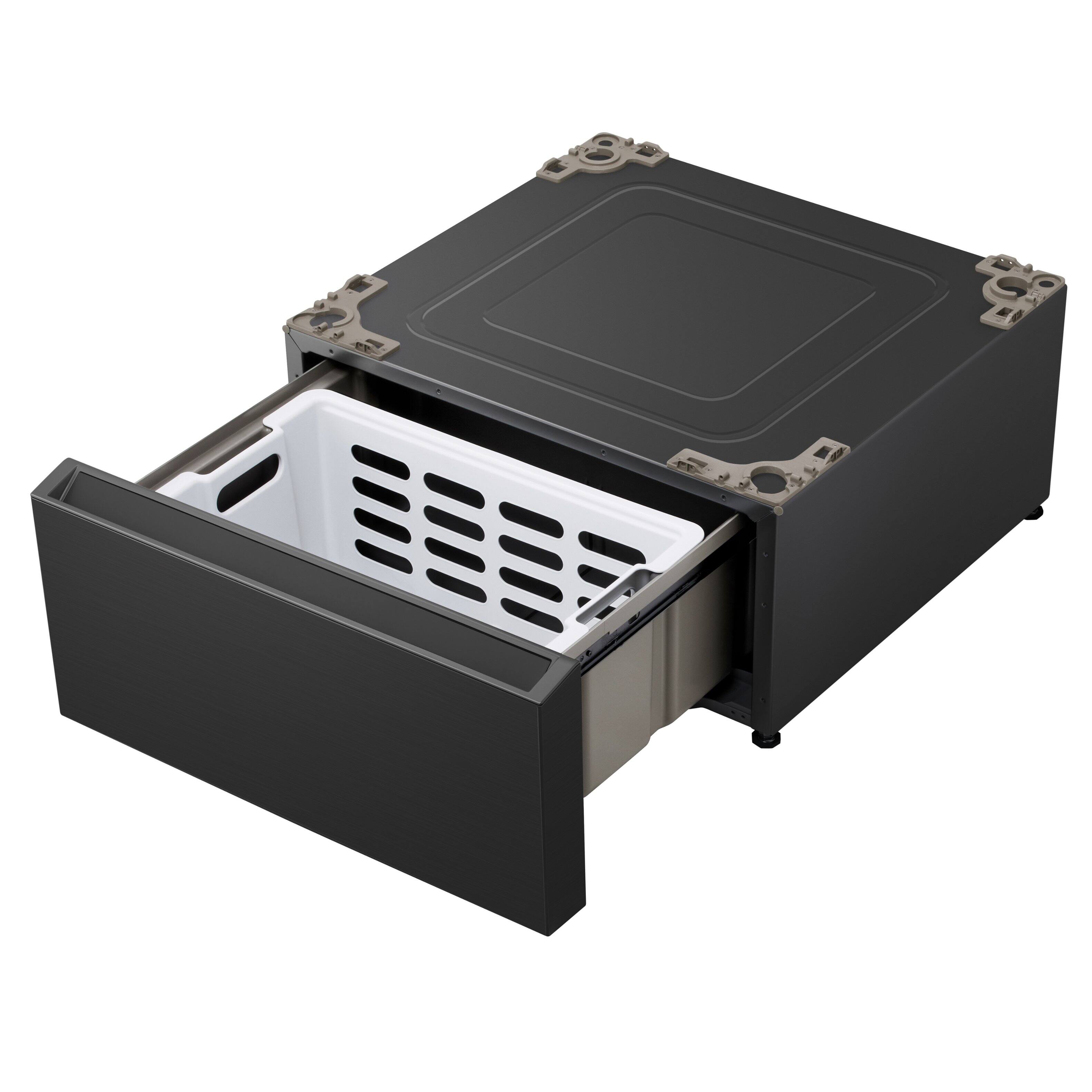 Alt View 2. LG - SIGNATURE 29" Laundry Pedestal with Storage Drawer - Brushed Black Steel.