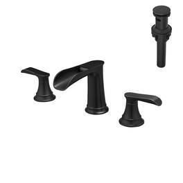 8 Inch Widespread Double Handle Brass Bathroom Faucet with Pop Up Drain and Water Supply Hoses in Oil Rubbed Bronze