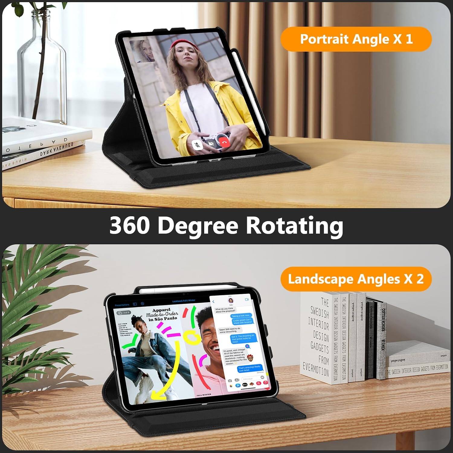 Portrait Angle X 1  
360 Degree Rotating  
Landscape Angles X 2  

THE SWEDISH INTERIOR DESIGN GADGETS FROM EVERMOTION