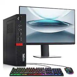 Lenovo - Refurbished Excellent - Thinkcentre M910 Micro Desktop PC | Intel Core i5-7th | 16GB RAM | 256GB + 24"LED | RGB KB & M | Wi-Fi | Win11 - Black