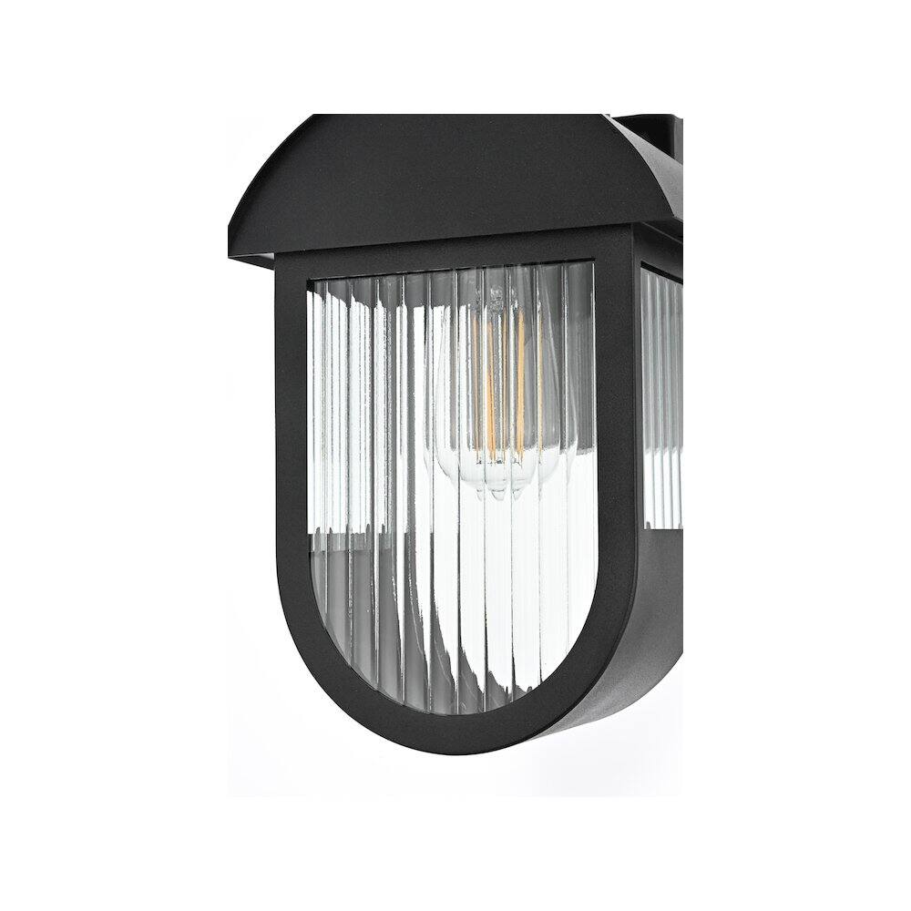 Left. Elegant Lighting - Albert 7 inch Outdoor Pendant in Black - Black.