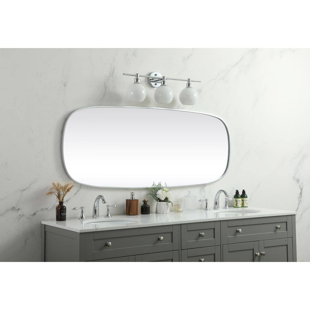 Alt View 4. Elegant Decor - Metal Frame Oval Mirror 24x60 Inch in Silver - Silver.