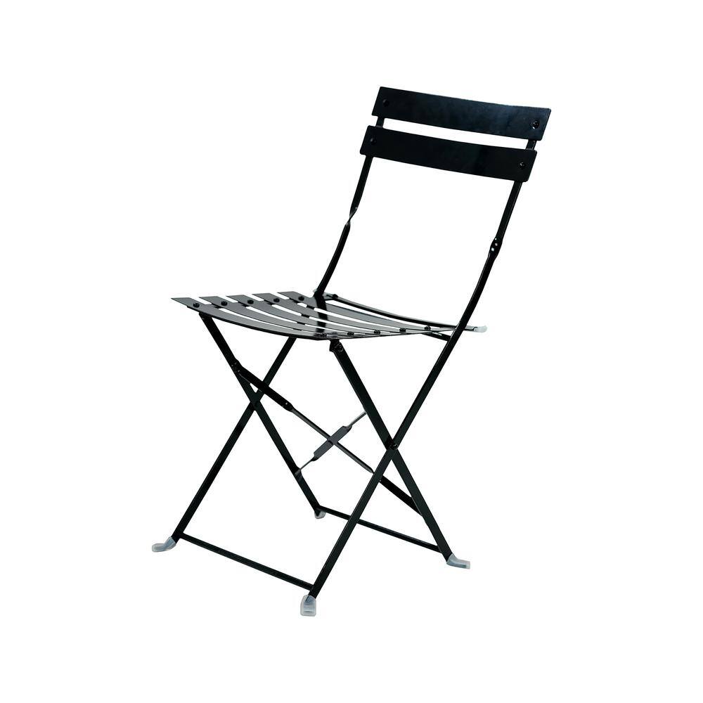 Angle. Carolina Chair & Table - Bistro Folding Outdoor Chair Set - Set of 2 - Black - Black.