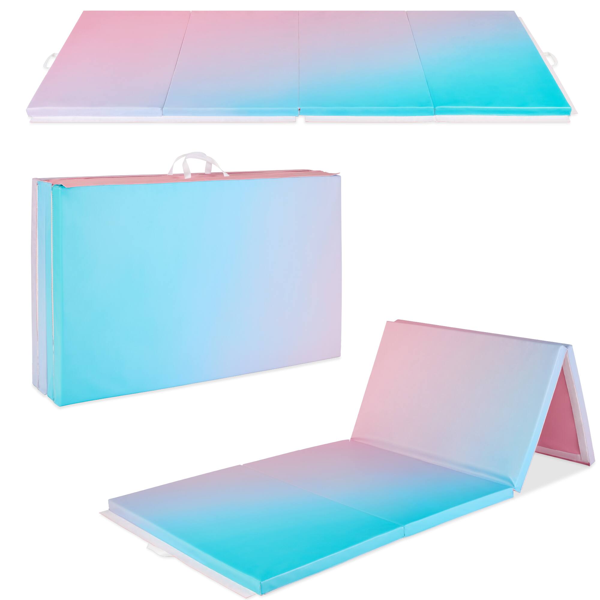 Best Choice Products - 10ftx4ftx2in Folding Gym Mat 4-Panel Gymnastics Workout Floor Mats w/ Handles - Rainbow Ombre price history on PriceWatchPro
