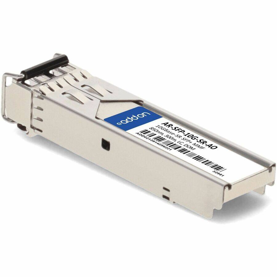 - Model: AR-SFP-10G-SR-AO
- Description: 10GBase-SR, 850nm, 300m, SFP+ DOM MMF
- Part Number: ADD0213914286221
- Manufacturer: addon
- Interface: LC
- Wavelength: 850nm
- Distance: 300m
- Fiber Type: Multi-Mode Fiber (MMF)
- DOM: Yes