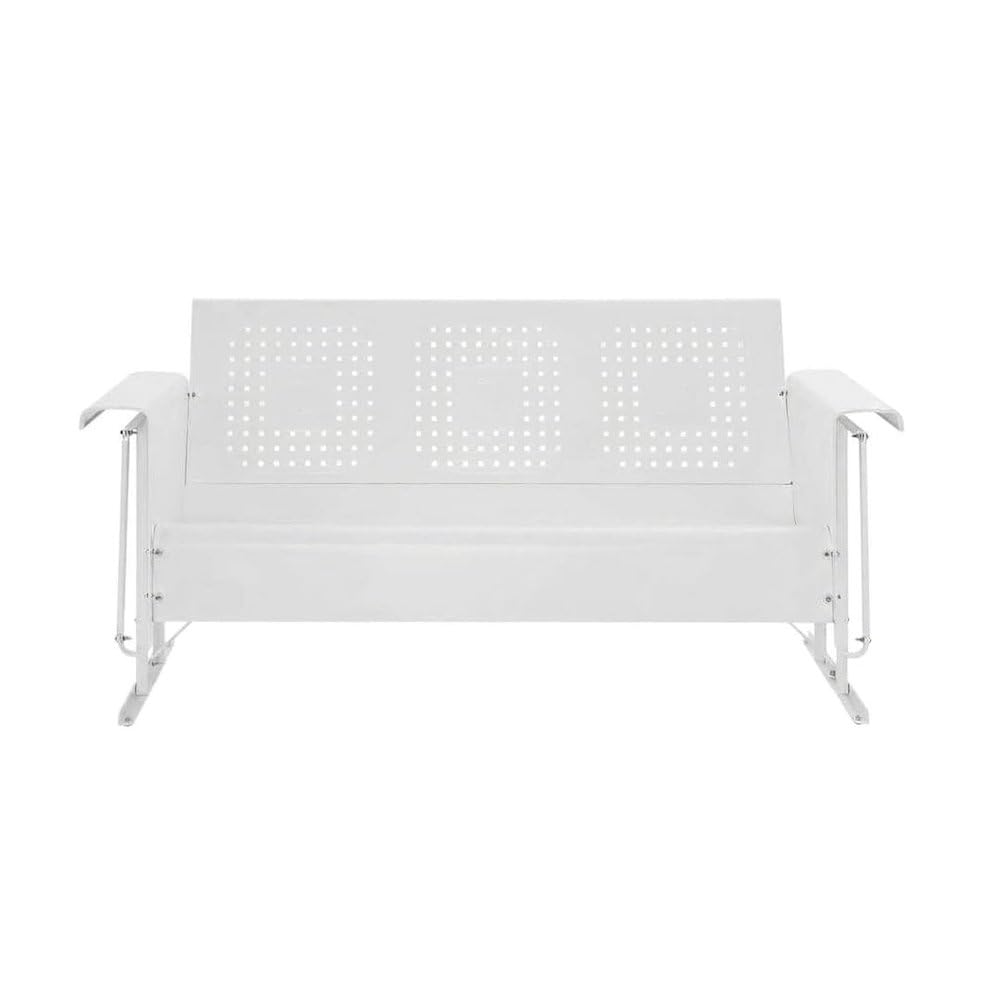 Back. Outdoor Escape - White outdoor sofa glider with anti-tip hardware and 3-seat capacity - White Gloss.