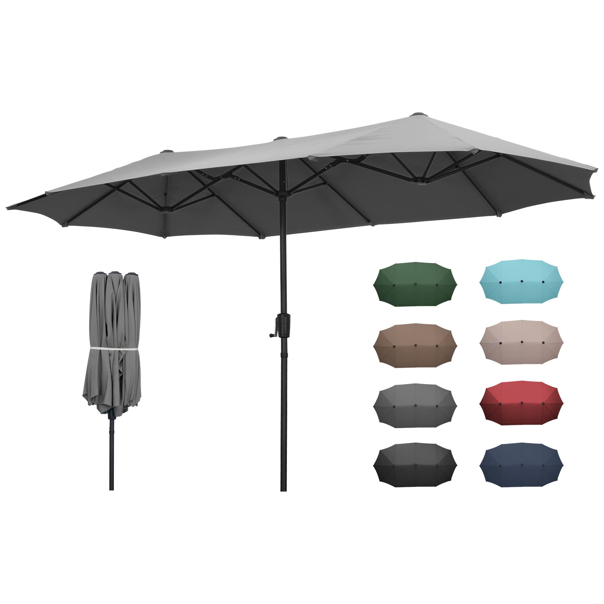 Ainfox - 13ft Large Patio Umbrella Outdoor Market Umbrella UV ProtectionSturdy Framew/Easy Crank for Yard,Poolside,Deck - Gray price history on PriceWatchPro