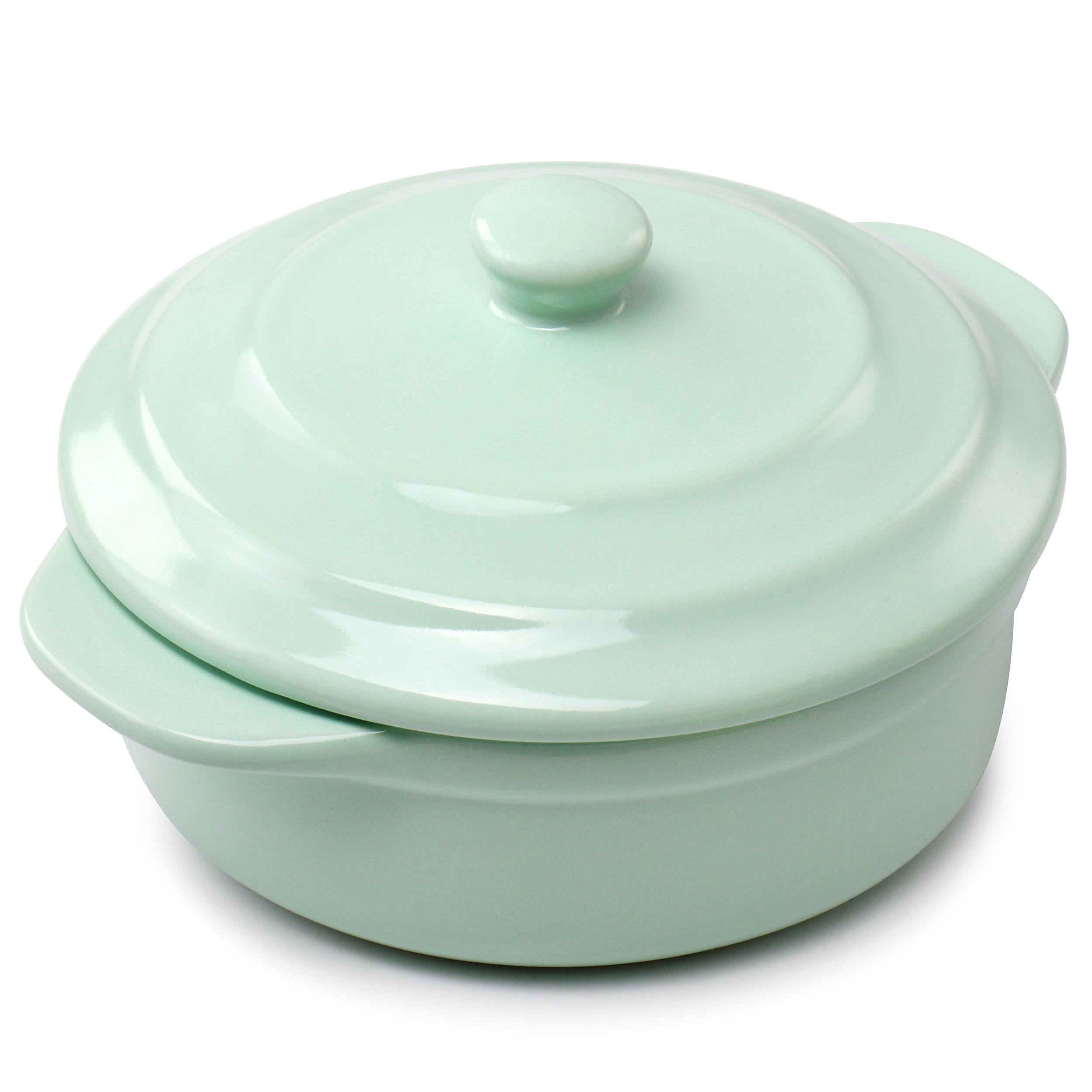 Alt View 1. Martha Stewart - Martha Stewart Stoneware Round Mini Casserole with Lid in Mint - Mint.