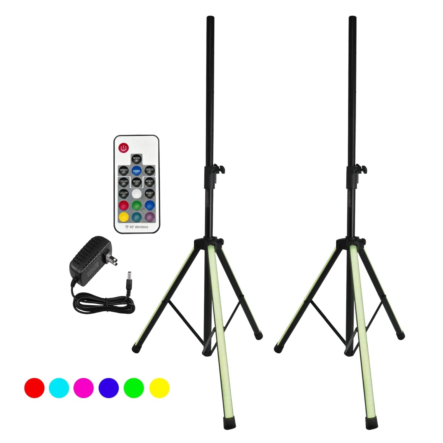 5 CORE - 5Core Speaker Stand 2Pcs Tripod w RGB Lights Adjustable 72 Inch DJ Studio Monitor Stands - Black