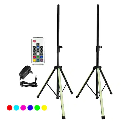 Front. 5 CORE - 5Core Speaker Stand 2Pcs Tripod w RGB Lights Adjustable 72 Inch DJ Studio Monitor Stands - Black.