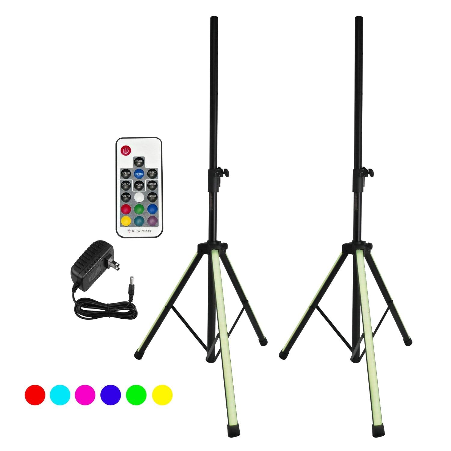 Front. 5 CORE - 5Core Speaker Stand 2Pcs Tripod w RGB Lights Adjustable 72 Inch DJ Studio Monitor Stands - Black.