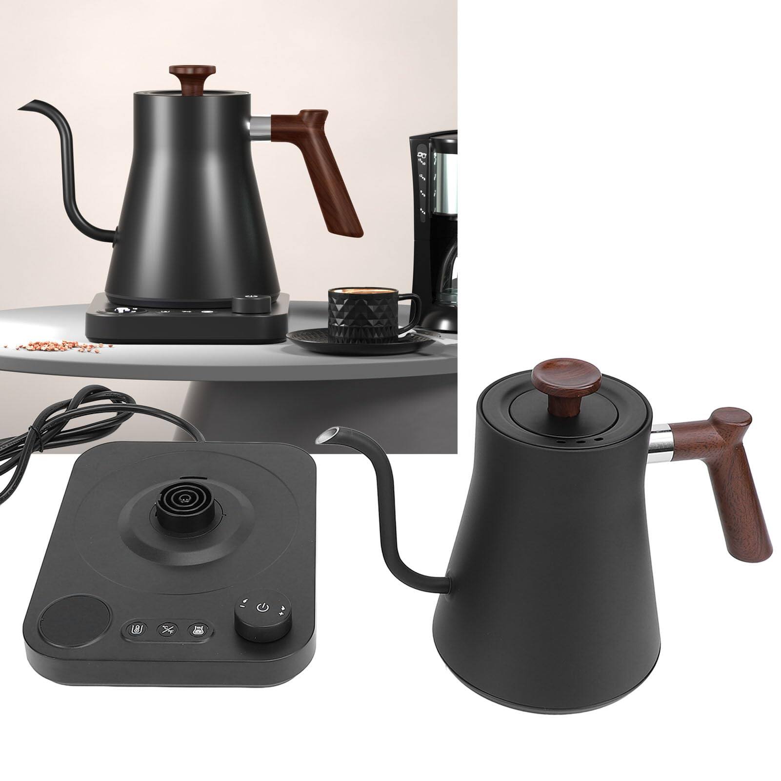 Alt View 8. Dapper Styles - Electric Gooseneck Tea Kettle With Temperature Control 1200w Coffee Auto Shut Off Fast Heating Stainless St... - Black.