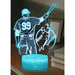 Schertz - 3D Baseball Night Light, 16-Color LED Dimmable Sport Lamp with Touch & Remote