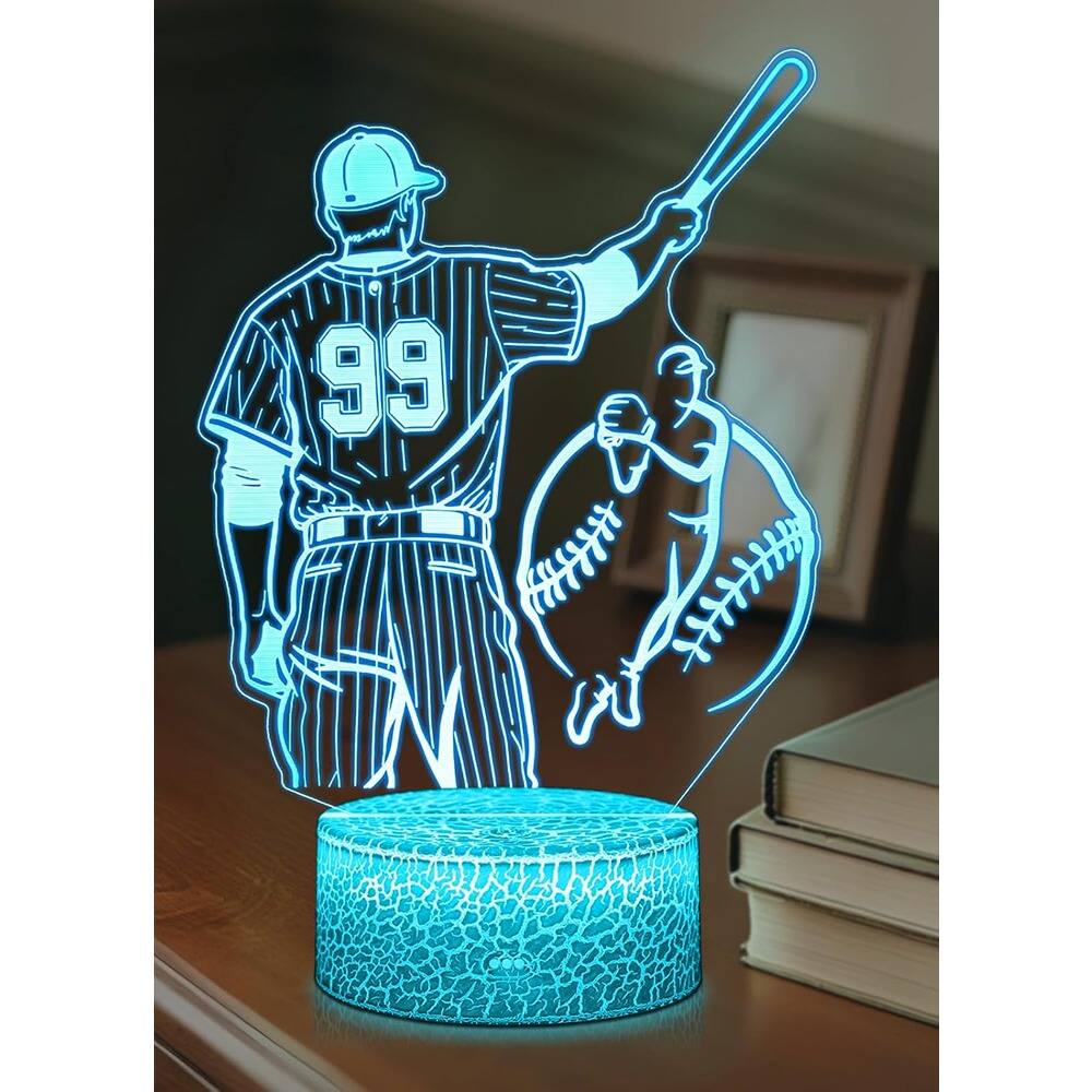 Front. Schertz - 3D Baseball Night Light, 16-Color LED Dimmable Sport Lamp with Touch & Remote.